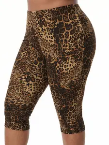Women's Leopard Print High Waist Slim Capri Pants 2026 Casual Streetwear Summer Daily Trendy Going Out Stylish Viral TikTok Fashion Essential