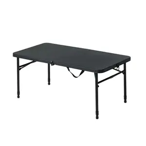 40"L x 20"W Plastic Adjustable Height Fold-in-Half Folding Table, Rich Black