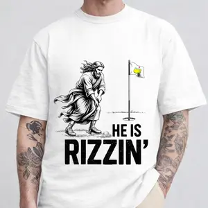 [Sale Up To 50%] Jesus Golf “He Is Rizzin’” Funny T-Shirt/ Sweatshirt/ Hoodie – Masters Inspired Graphic Tee - Trendy Gift For Men & Women