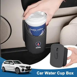 Car Door Cup Holder & Phone Stand, PU Leather Drink Cup Holder, Storage Box, Rear Seat Cup Holder, Easy Install Car Interior Organizer For Scania 93 113 770 770s R420 R450 R500 R540 R620 S500 S540 V8 K250 K280 K310 K320 K490