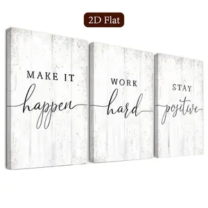 3 Framed Inspirational Quotes Wall Art, Canvas Print, Retro Font, Positive Energy Poster, Modern Art Decor, Living Room, Bedroom, Home Office, Bathroom