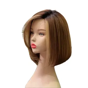 Justyle Wig-12 Inches Highlight Honey Piece Color Straight Bob 100% human hair.