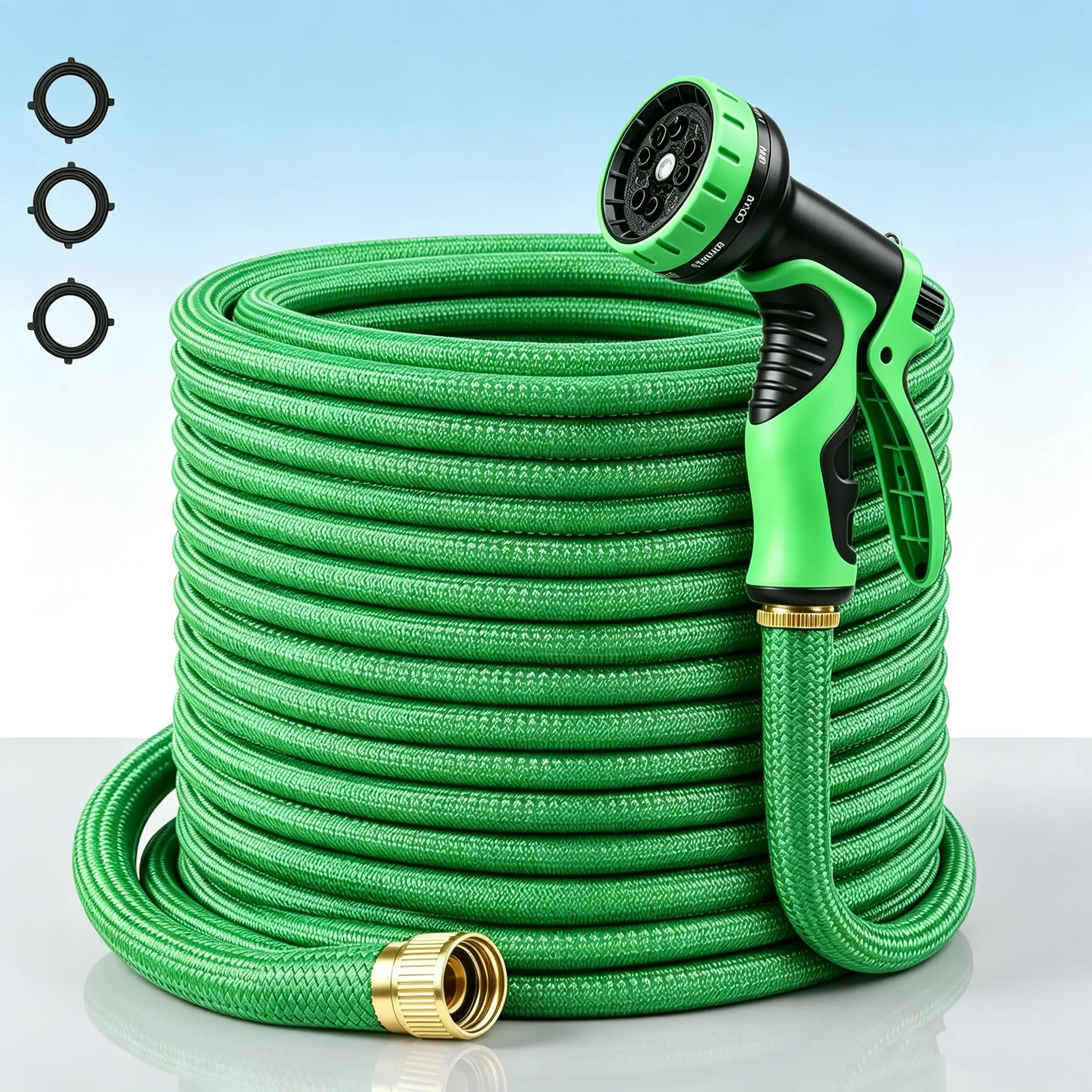4X Stronger Deluxe Heavy Duty Expandable Flexible Portable Garden Hose with Spray Nozzle & Hose Connector - Easy Storage, Durability, Expandable Design for Outdoor Gardening Use, Garden Hose Connector
