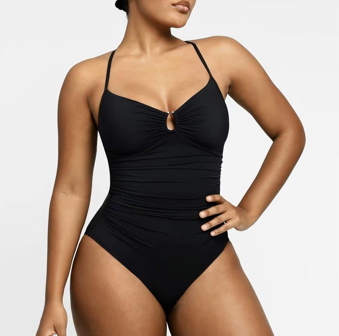 Women's Smart Sculpt Shaping Swimsuit U-Ring Cut Out Slimming Swimwear One Piece Tummy Tucking Bathing Suit