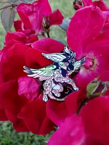 Esmeray #30 | Fursona Pin Griffin Adopt / Mythical Pink Purple / Furry Hybrid / Creature Enamel pin