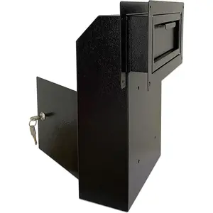 Door Drop Box, Mail Slots for Mail, Rent, Deposit, and Night Key, Through The Door Prevents Money Fishing Locking Steel Mailbox with Rear Access, Black