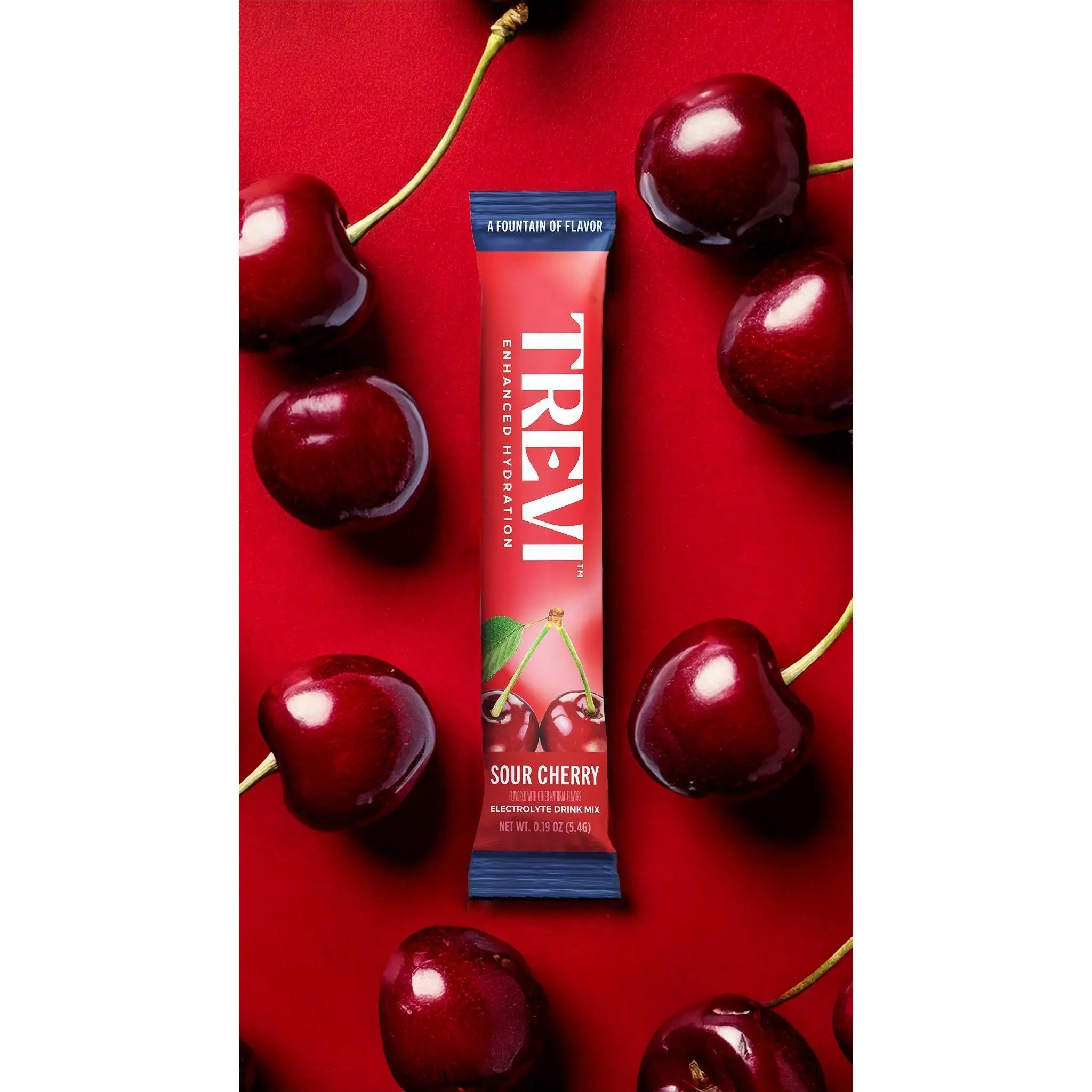 Trevi Sugar Free Sour Cherry Electrolyte Drink Mix – 28 Stick Packs | 0g Sugar, Non-GMO, 7 Vitamins & Minerals, 6 Electrolytes, Energy Hydration Drink Mix, Made in USA