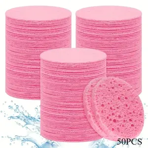 50PCS Compressed Facial Sponge Cosmetic Hydrotherapy Sponge Makeup Remover Tool Suitable for Daily Cleansing, Makeup Removal, and Exfoliation