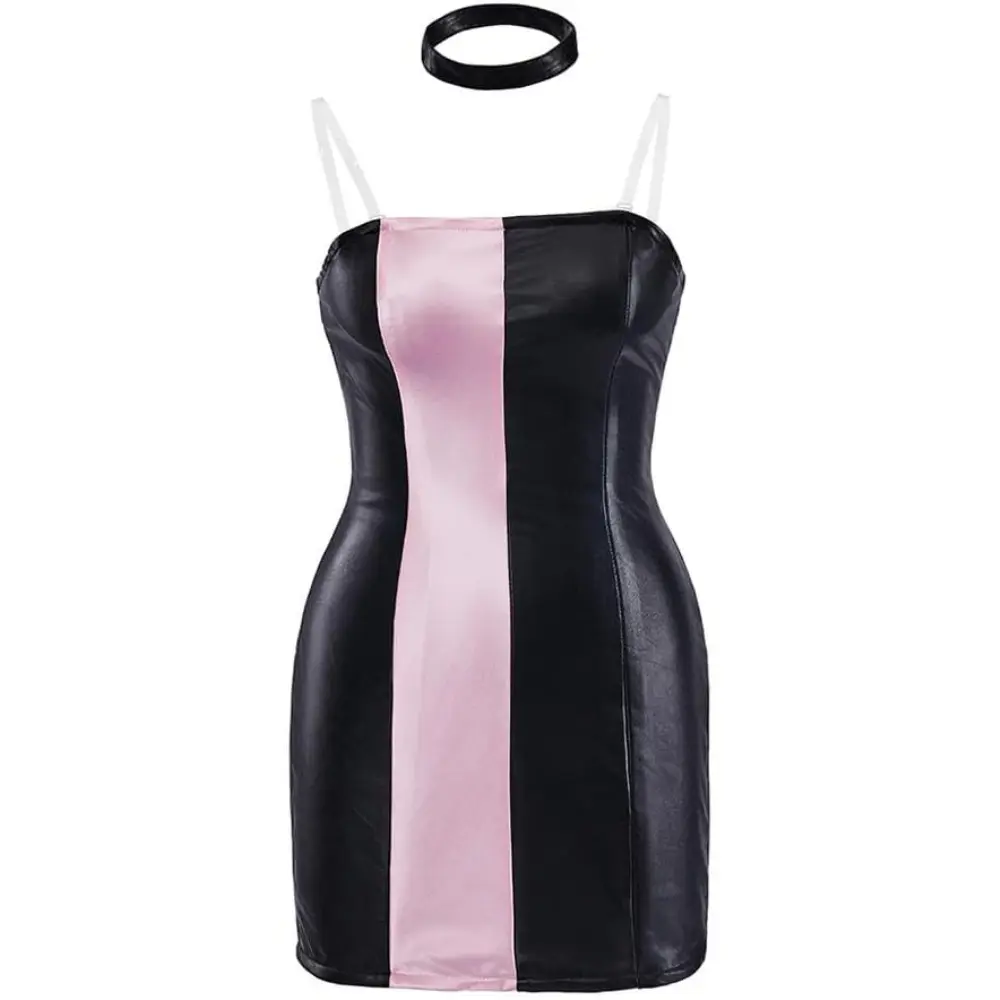 Women's Fashion Sleeveless Cady Fabric Halloween Costume Dress - Black-Dusty Pink, Elegant Cocktail Birthday Evening Gown, Exquisite Details, Hand Wash Only, Dry Clean Recommended, Fit, Costumes For Women, Lady, Womens Halloween Costume