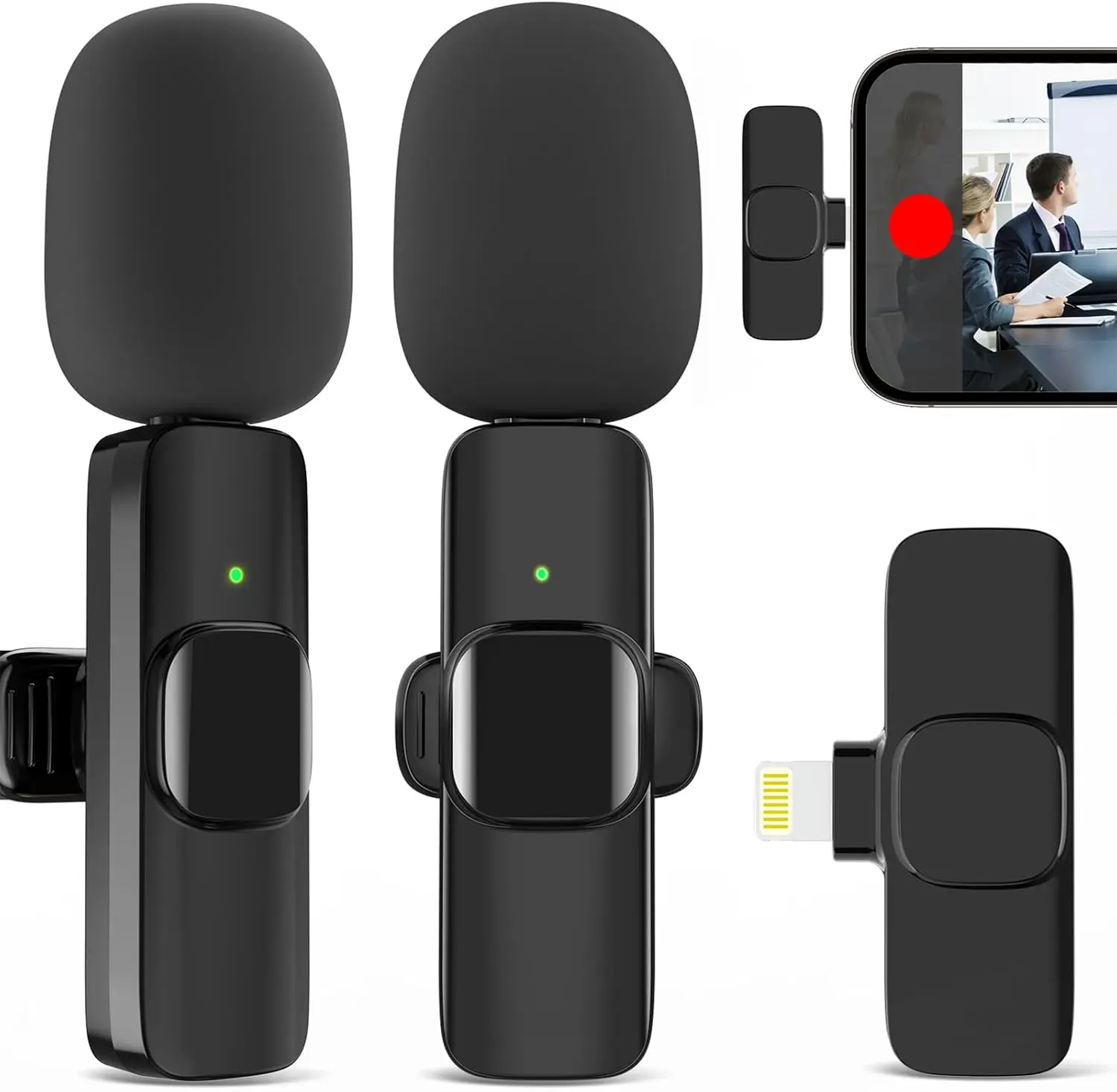 JUDKIOM 2 Pack Wireless Lavalier Microphone, Professional Lapel Mics, Wireless Mic Plug-Play, Lapel Microphone for Video Recording Interview Vlog YouTube TikTok(for iPhone 14 and Below)