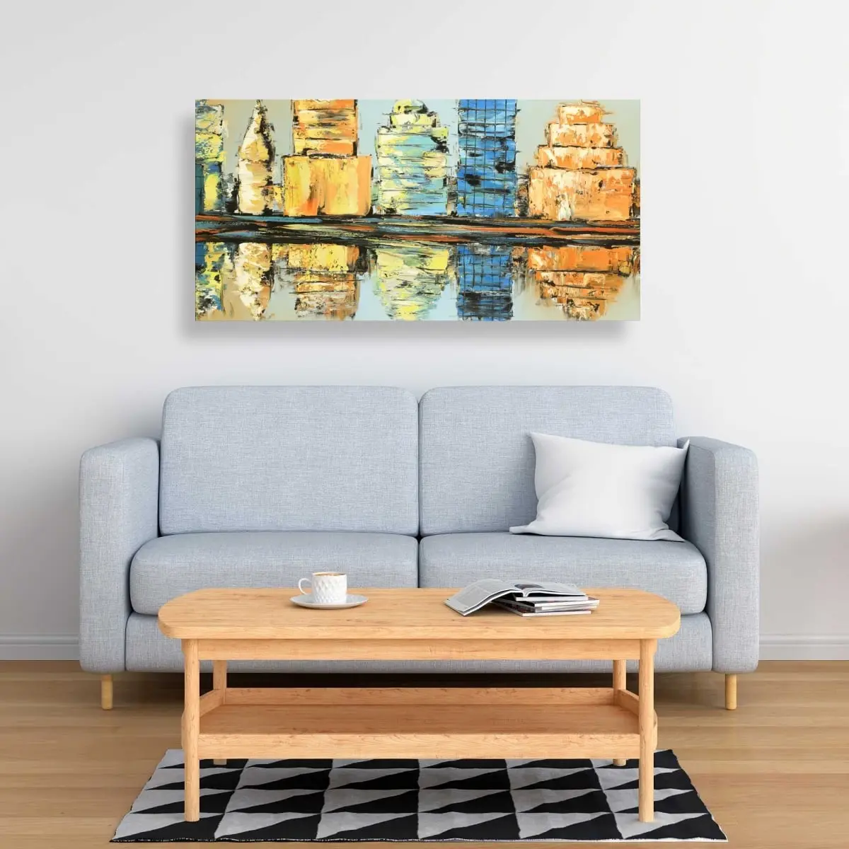 212 MAIN Lightweight Artistic Canvas Wall Artwork, 24 x 48 in Colorful Abstract City Reflections Print, 7.45 lbs Home Decor for Living Spaces