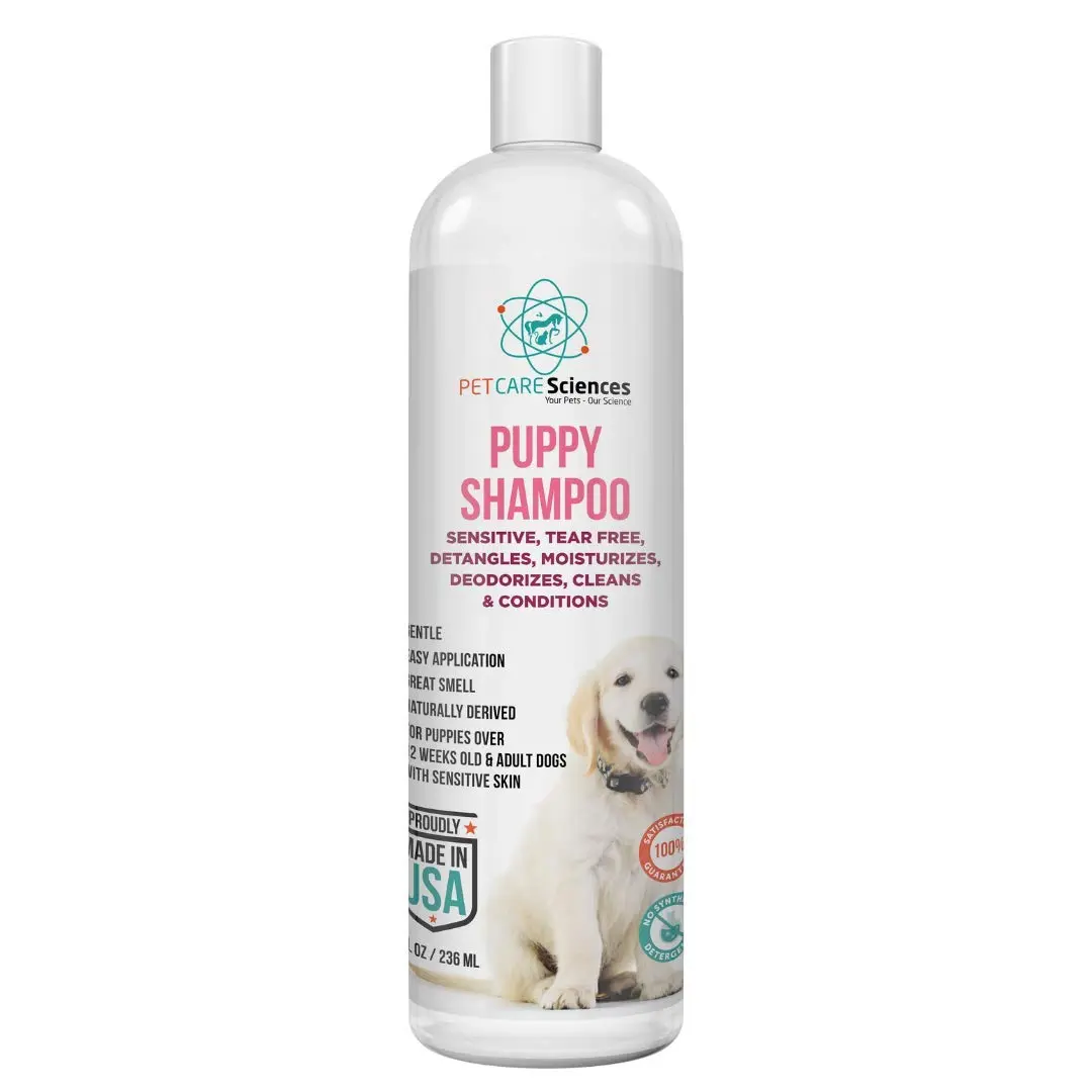 PetCare Sciences Tearless, Tear Free Gentle Puppy Shampoo & Conditioner - Moisturizes Coat, 8 fl oz, Mild, Soft Coat