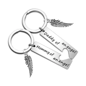 Mommy & Daddy of an Angel Sympathy Keepsake,Matching Angel Wings Memorial Keychain Set, Bereavement Remembrance Gift for Grieving Parents emo accessories nurses week gifts 2026 mothers day gift ideas,Mommy and Daddy of an Angel Keychain Set