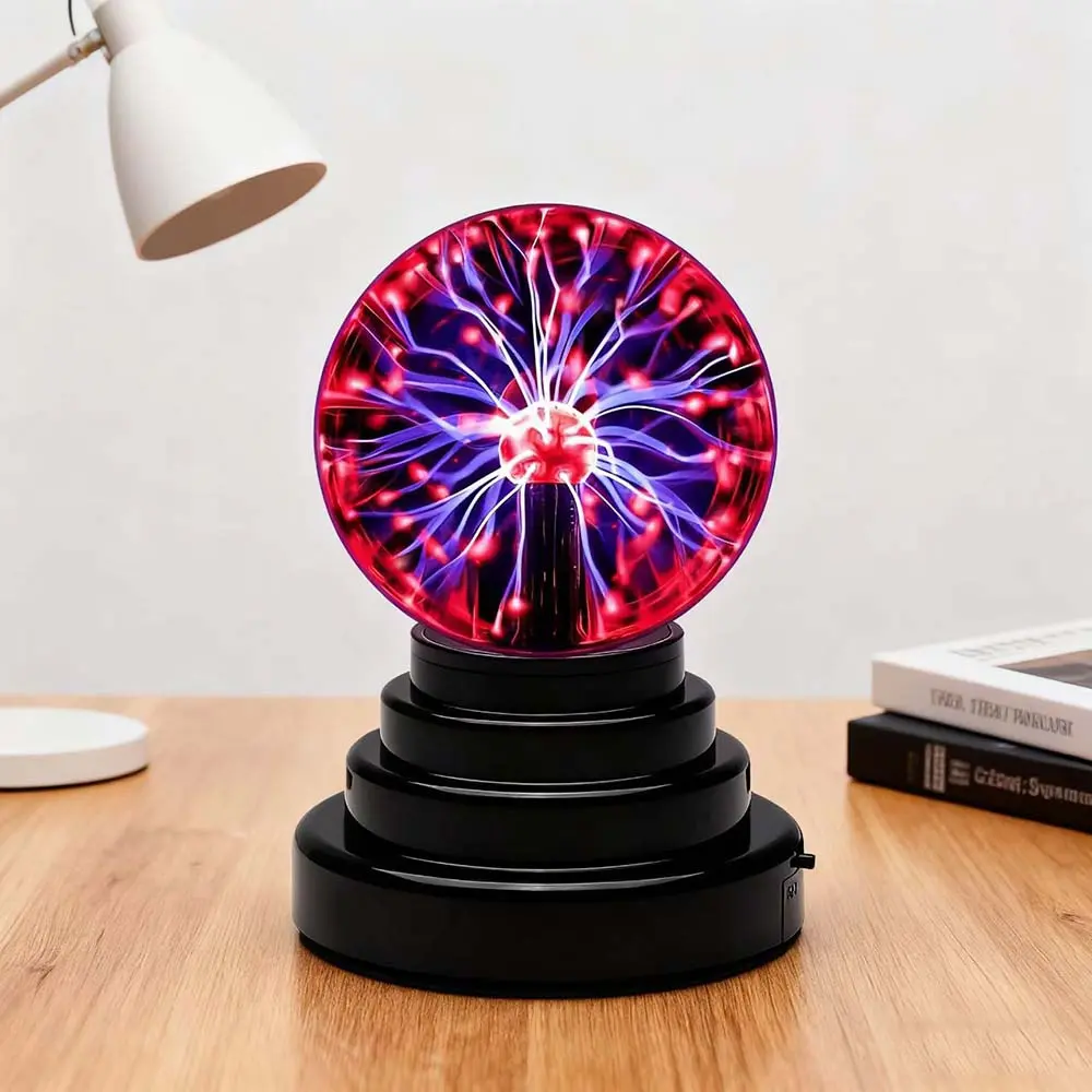 3-Inch Touch-Sensitive Plasma Ball Lamp, USB/Battery-Powered Atmosphere Ball Lighting, Interactive Glow Light Novelty Lighting, Magical Nebula Globe Toy Gift for Kids, Ideal for Birthday Celebrations