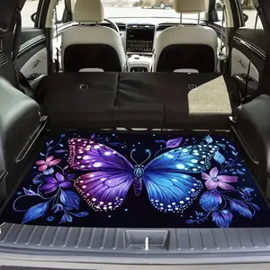 Colored butterfly pattern design, multifunctional car trunk pad, polyester fiber material, durable, easy to clean, protecting the car from wear and tear, compatible with most car models, Car auto accessory