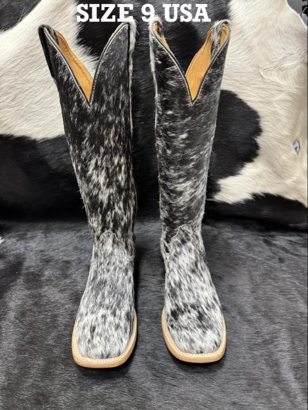 WOMEN COWHIDE SQUARE TOE BOOTS