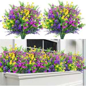 Artificial  for Outdoors 12  UV Resistant Boxwood Shrubs Artificial Eucalyptus   Faux Plastic Greenery for Farmhouse Garden Indoor Outdoor  Decoration(Mixed color)