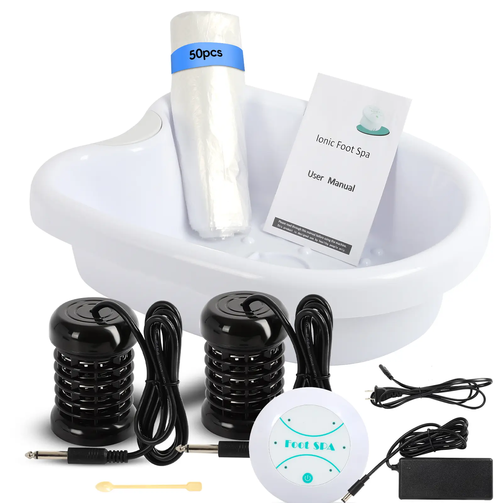 SummerVibes Ionic Foot Bath Detox Machine: Premium Ion Foot Spa for Home Use Includes Basin, 2 Ion Arrays, and Accessories