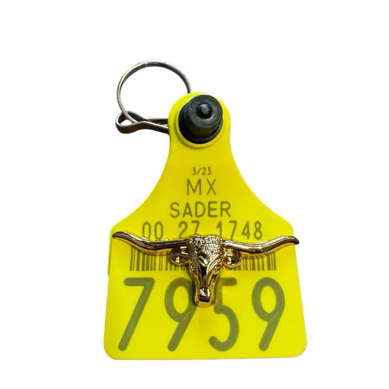 Cattle Tag Keychain Arete de Vaca Llavero con Concho