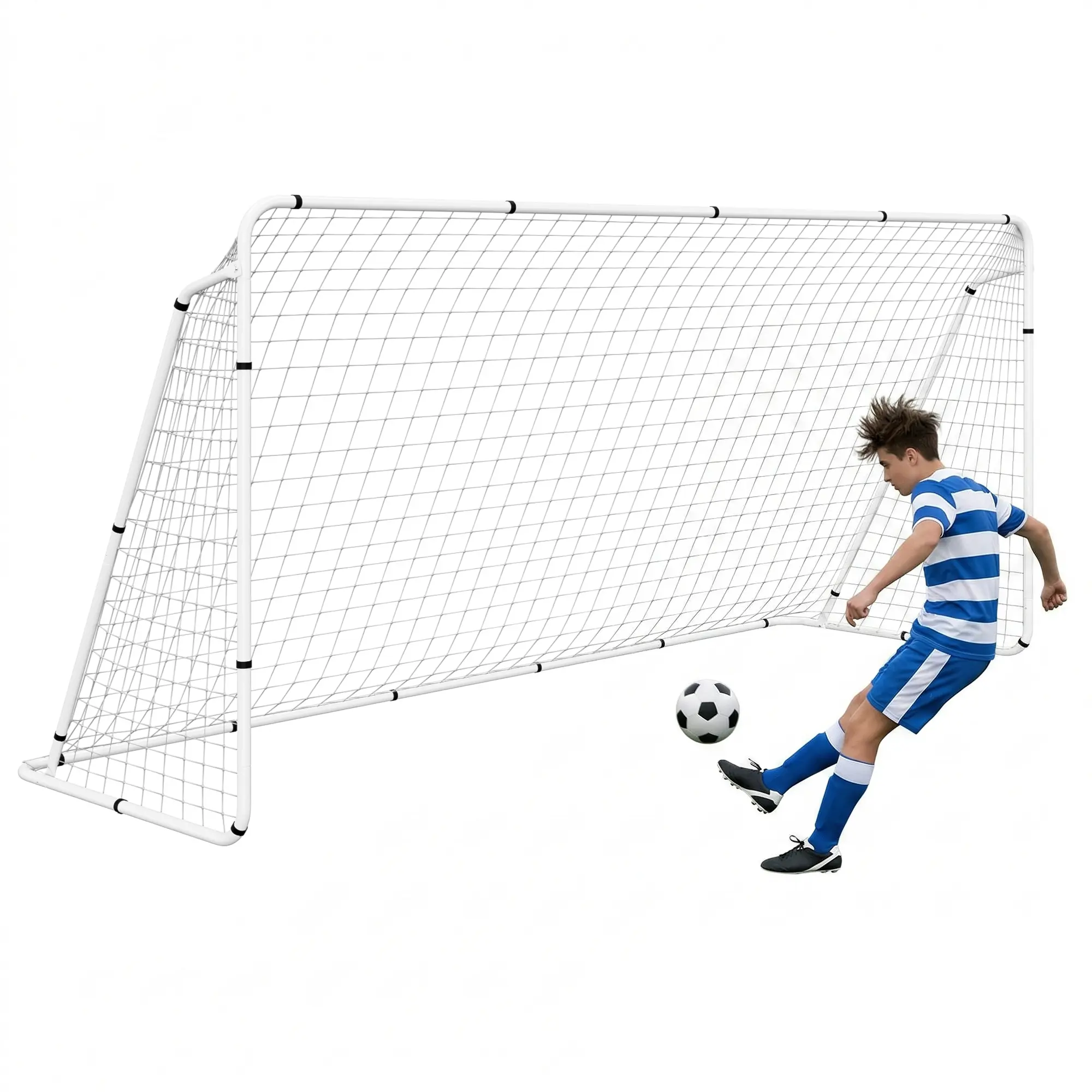 Segawe Multi-Size Sturdy Weatherproof Steel Frame Soccer Goal, Portable Football Equipment with Carry Bag, Ground Stakes, Quick Setup, Football Accessories for Backyard Outdoor Training (Adults/Kids),summerwins