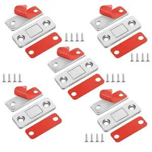 Dazone 5 Pack Ultra-Thin Magnetic Cabinet Door Catch Stainless Steel Magnets Adhesive Drawer Latch for Kitchen Closet Door Magnet Stick on Cupboard Wardrobe