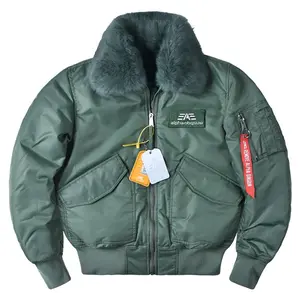 Men Winter Cotton-padded Coat Flight Bomber Jacket Casual Fur Collar Loose Baseball Military Tactical Coats