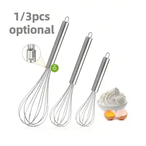 1/3 Pack Stainless Steel Whisk for Cooking, Thick Wire Wisk ＆ Strong Handles, Egg Frother for Cooking, Blending, Whisking, Beating and Stirring, Utensils, Wire Whisks