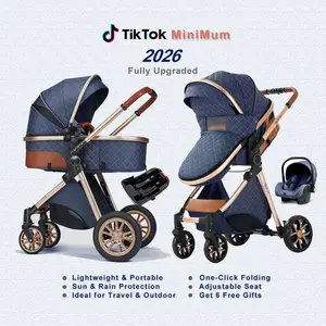 2026 Lightweight Foldable Convertible Reversible  Pram, Adjustable Cradle Basket, Portable Travel Stroller, Easy One-Hand Fold, Canopy & Storage Basket, Comfortable Recline, Safe & Stable for  Boys & Girls Baby