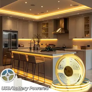 USB/Battery Operated LED Light Strip, Interior Led Lights, 5V USB 3.28FT-16.4ft with Battery Case (Shipped without Battery) Warm/White TV backlight, flexible cabinet strip light, suitable for bedroom, kitchen and home lighting, Self-Adhesive