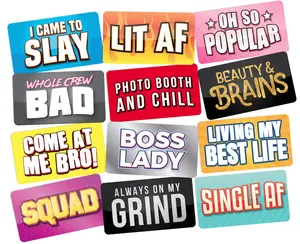 Photo Booth Props 6 Count Fun Prop Signs LIT AF Perfect DIY Photo Booth Great Photo Booth. Waterproof Perfect Fun Multi Color Double Sided Photo Booth Props Kit Guests Will Love!