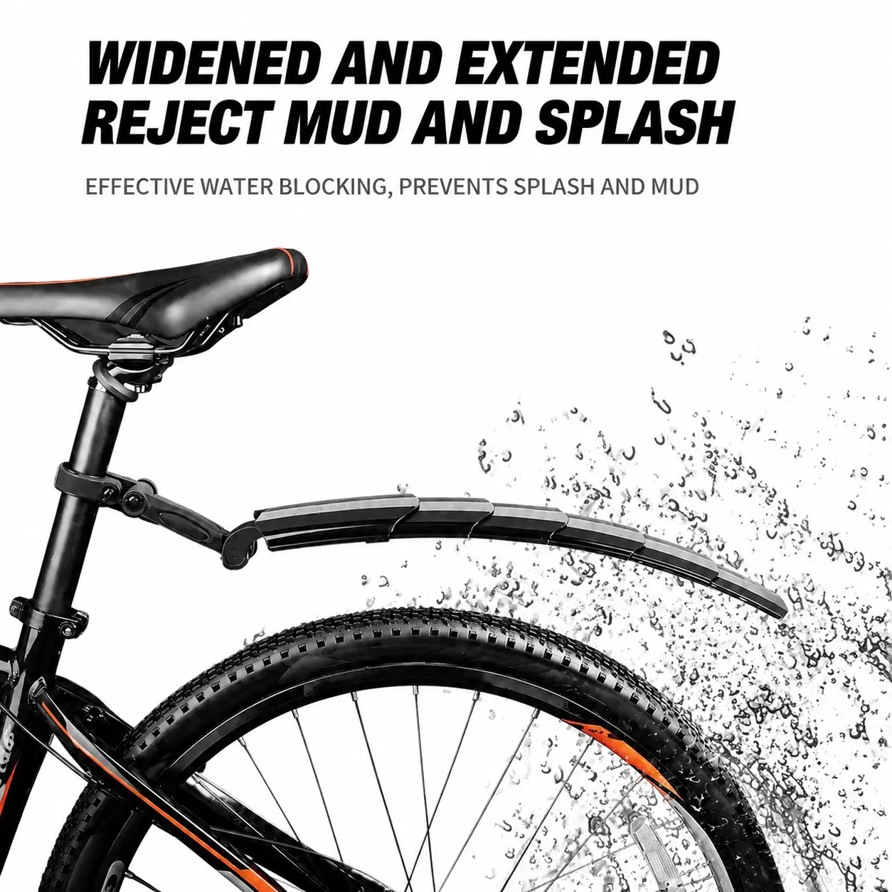 Foldable Bicycle Mudguard, Foldable & Extendable for MTB/Road Bike/Folding Bike  – Lightweight Plastic with Seat Tube Mount