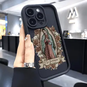 Phone case for iPhone 16 Pro Max 15 Plus 14 13 12 11 XR XS the Virgin Mary Shockproof Silicone TPU Bumper Drop Protection Soft Cover