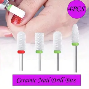 Ceramic Nail Drill Bits Set, 4pcs/set Nail Polishing Bits, Professional Manicure & Pedicure Tools for Home & Salon Use