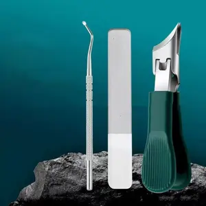 Slanted Edge Nail Clipper Set, Wide Jaw Opening & Anti-Splash Feature, Ergonomic Long Handle, Perfect for Thick & Ingrown Nail Grooming