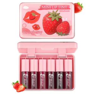Mini Waterproof Korean Lip Tint Set - 6 Pack Lip Gloss Set for Vibrant Lip Colors and Long-Lasting Shine