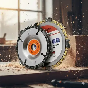 Professional 5-Inch & 4-Inch Chainsaw Carving Discs for Angle Grinder, Anti-Kickback Safety Design, High Carbon Steel Precision Blades, Replaceable Wood Carving Tools for Hardwood & DIY Woodworking Projects Cutting Hardware