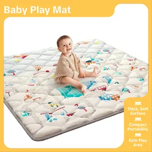 ieBabay Baby Play Mat 50x50 Inches Thick Soft Sponge Floor Game Pad for Infants Non Toxic Portable Toddler Activity Gym XXL Size Sensory Board Playpen Padded Play Mat Nursery Development Mat