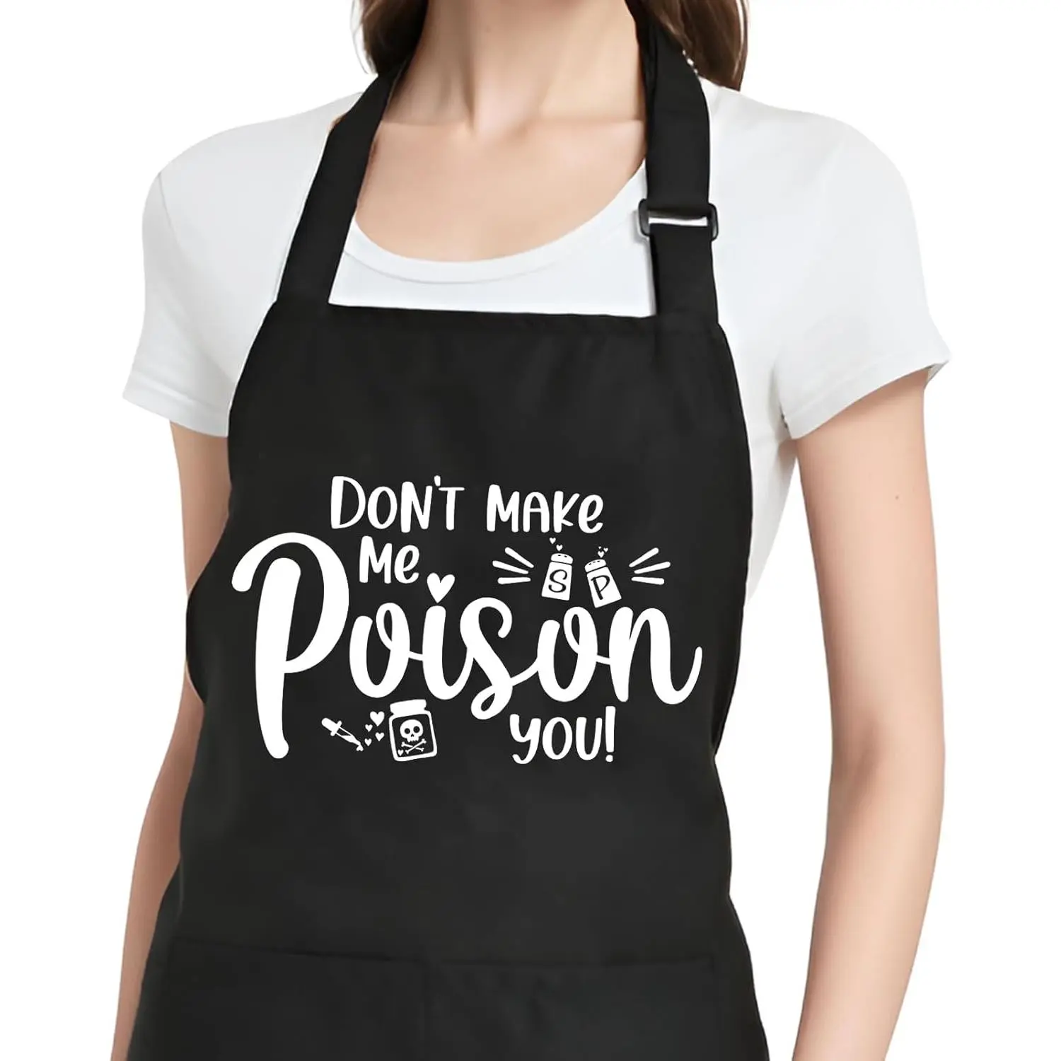 Women's Humorous Adjustable Waterproof Cooking Aprons with Pockets - "My Kitchen My Rule" Slogan, Baking Aprons, Birthday Gifts for Mom, Dont Make Me
