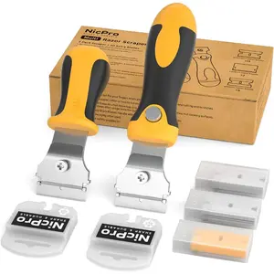 2 PCS Multi-Purpose Razor Blades Scraper Set With 20 Blades, Industrial, Adjustable Handle, for Cleaning Glass Window Wall Paint and Label Sticker Decal Removal