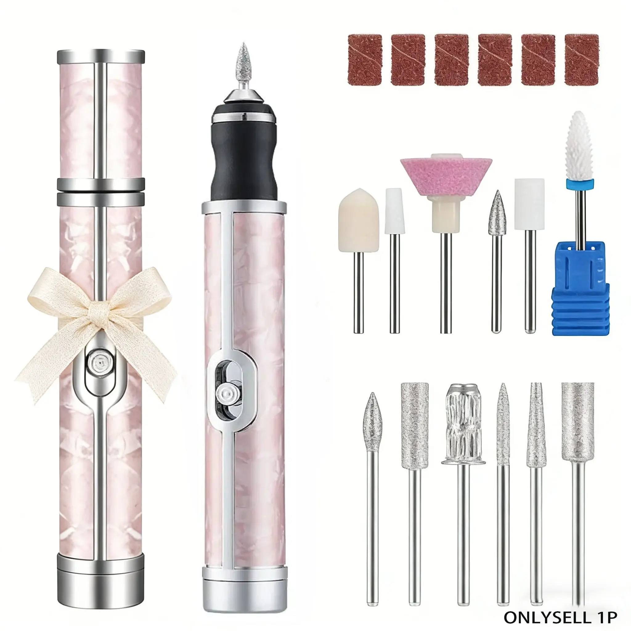 Ice Pattem Rechargeable Nall Pollsher, Home Manicure Drlll Tool Set, Rechargeable Pedicure Tool, Professlonal Beauty Girt for Women & Girts, Pedicure Tools Kit