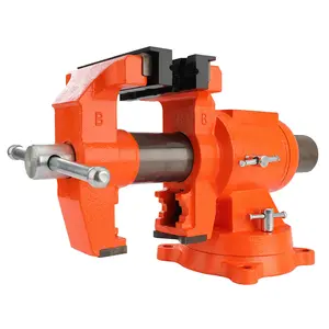 #fathersdaygift PONY Heavy Duty Bench Vise, 5-inch Jaw Width 5-inch Jaw Opening, 360-Degree Swivel Base with Anvil, Utility Combination Pipe Home Vise for Woodworking, One-Pair Vise Jaw Pad Included