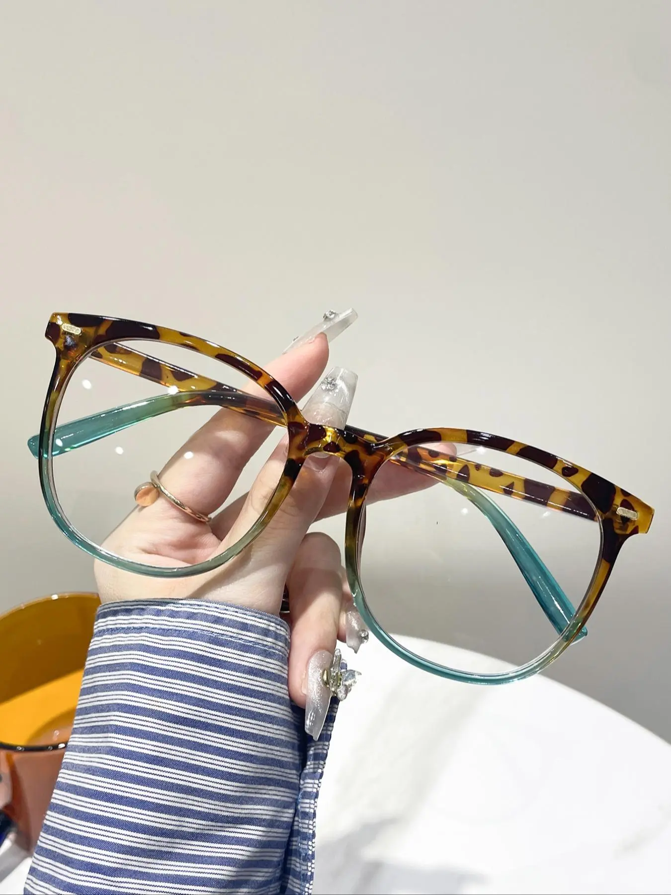 Tortoiseshell Pattern Ombre Large Frame Eyeglasses, Anti-blue Light Eyeglasses for Women & Men, Eyeglasses for Work, Daily Clothing Decor, Protective Glasses, Casual Glasses Eyeglasses, Stylish Glasses