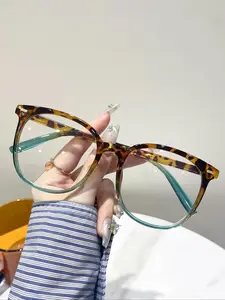Tortoiseshell Pattern Ombre Large Frame Eyeglasses, Anti-blue Light Eyeglasses for Women & Men, High Quality Eyeglasses, Fashion Eyeglasses for Work, Daily Clothing Decor, Perfect for Student Daily Use