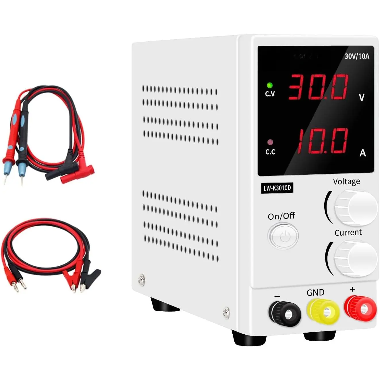 DC Power Supply Variable,0-30 V / 0-10 A LW-K3010D Adjustable Switching Regulated Power Supply Digital,with  Leads  Power Cord  for Spectrophotometer and lab Equipment Repair