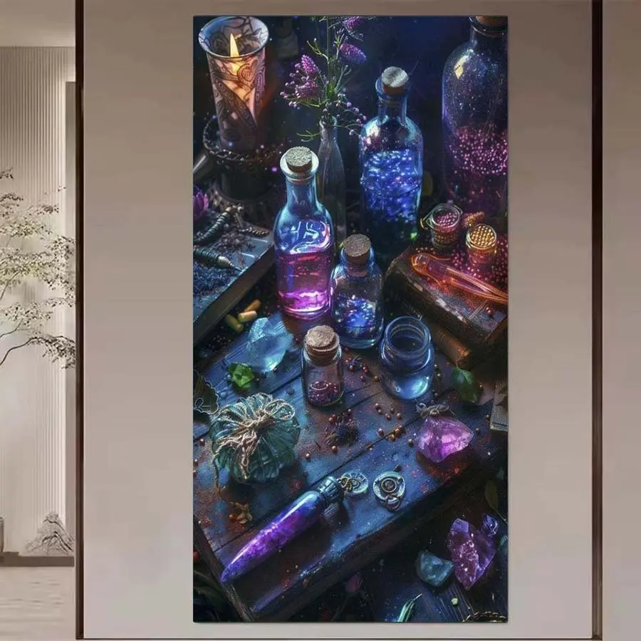 1 DIY diamond painting kit, 5D diamond art set, DIY decorations, bottle, candle, gem diamond painting kit full round drills, mosaic, diamond art, DIY art home decor, DIY Craft Supplies, suitable for Christmas.
