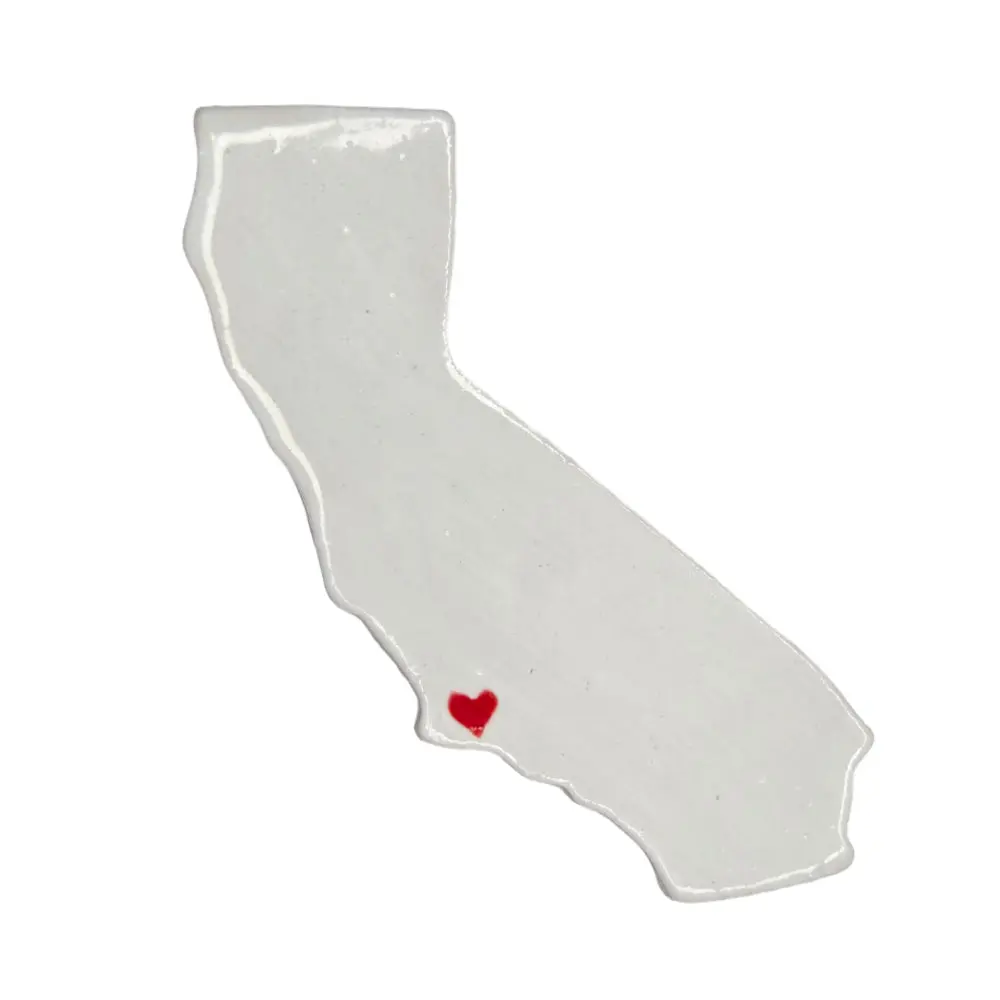 Santa Barbara Ceramic Magnet - Handmade Coastal California Souvenir with Heart Design
