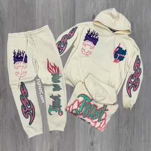 Rebel - Stacked Trust No One Sweat Suit - Cream - 313 413