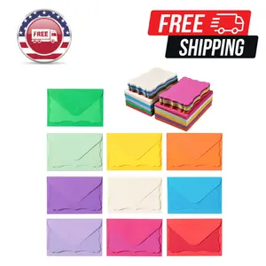 100 Pack Mini Envelopes with Colorful Blank Note Cards (4 x 2.7 Inches, 10 Colors)