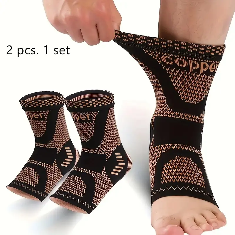 2pcs Neutral Copper Ankle Support Socks, Compression Support, Ankle Compression Cuff, Breathable Construction, Ankle Stabilizing Socks, Suitable for Sports, Day and Night Use, Continuous Wear, Foot Protection