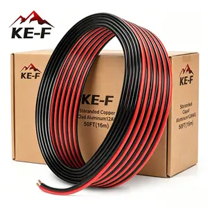 KE-F 100FT 12 AWG 12 Gauge 2 Conductor Red and Black Electrical Wire Copper Clad Aluminum Copper Wire 12V/24V DC Low Voltage PVC Automotive Wire Speaker Wire for Car Battery Wire